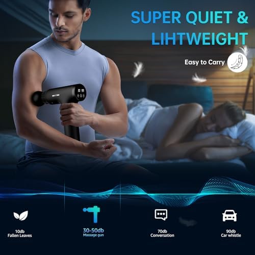 Gvber Massage Gun, Massage Gun Deep Tissue, Handheld Back Massager for Athletes, Percussion Muscle Massager with 6 Attachments & 30 Speed (Black)