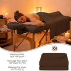 Oudain 4 Sets 3 Piece Soft Microfiber Massage Table Sheets Set Bulk Includes Massage Flat Sheet and Fitted Sheet and Face Rest Cover(Chocolate)