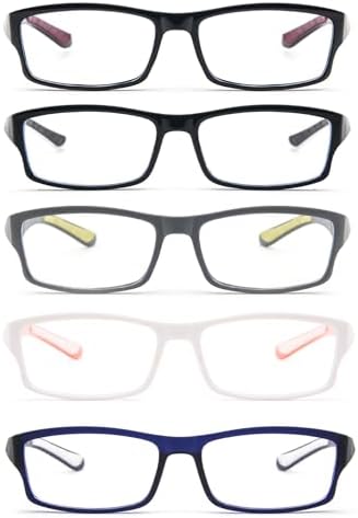 5-Pack rectangular reading glasses sport design TR90 flexible Blue Light Blocking Reader for Women Men