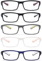 5-Pack rectangular reading glasses sport design TR90 flexible Blue Light Blocking Reader for Women Men