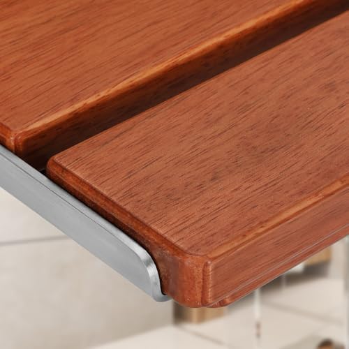 20" Premium Folding Shower Seat Wall Mounted - Heavy Duty 400lb Capacity, Durable Teak Wood Shower Bench
