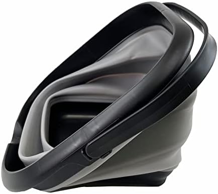 SAMMART 8.5L (2.2 Gallon) Collapsible Square Handy Bucket/Foldable SquareWater Pail/Portable Tub with Handle. Size 31cm (Square) (Black/Alloy Grey)