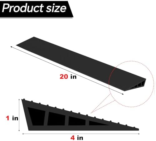 Threshold Ramps for Doorways 1 Rise, Door Floor Transition Strip Self-Adhesive Wheelchairs Ramps, Door Threshold for Home Steps (Black, 2 PC)