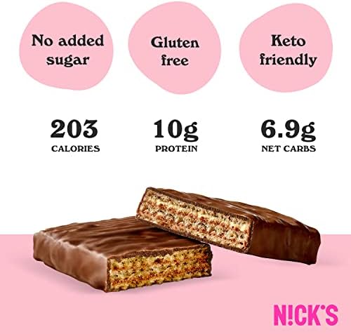 NICKS Protein Wafer Bar Vanilla| 25% Protein (10g) 203 Calories | Low Carb Cookie Bar Snack with No Added Sugar, Gluten Free (24 bars x 40g)