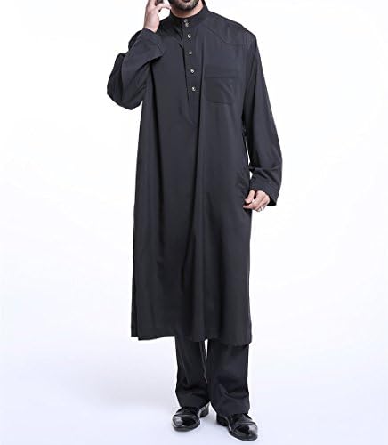 Qianliniuinc Loose Style Middle East Kaftan Dubai Arab Muslim Islamic Men's Clothing Suit Shirt Pants