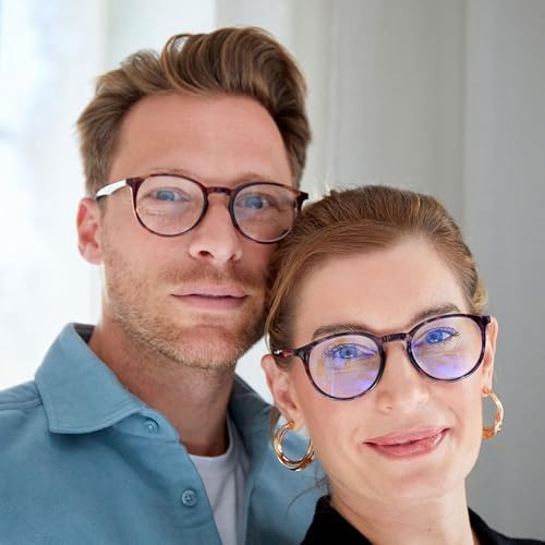 OPULIZE MET Blue Light Blocking Reading Glasses for Women Men, Slim Round Frame with Scratch Resistant and Spring Hinges, Computer Glasses with Anti-Reflective, Brown +1 (Pack of 1)