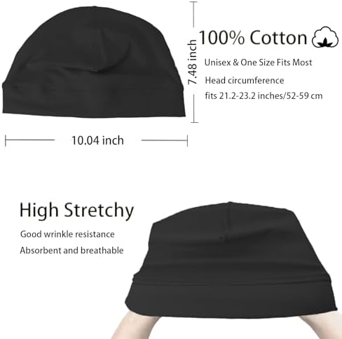 vidsel 100% Cotton Skull Caps for Men Women Breathable Night Cap Sleep Hats Soft Lightweight Running Beanie Helmet Liner