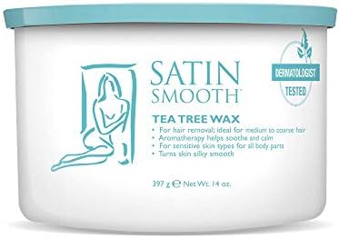 Satin Smooth Tea Tree Wax - Hair Removal Wax for Medium to Coarse Hair, Soothing & Calming Formula, Ideal for Sensitive Skin, 14 oz