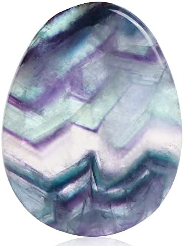 Artistone Rainbow Fluorite Crystal Chakra Thumb Worry Stone Teardrop Reiki Healing Stone Pocket Palm Stones for Anxiety Stress Relief Meditation Therapy Geometry Home Decorations