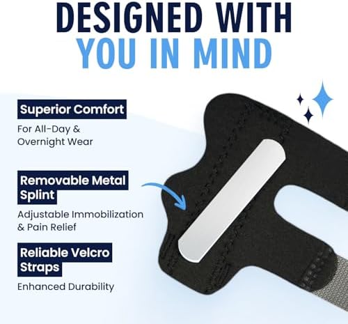 Dr. Frederick's Trigger Finger Splint - 2 ct - HSA/FSA - Index, Middle & Ring Fingers - Padded Brace for Arthritis, Mallet Finger, Tendonitis - Adjustable, Doctor-Developed - Regular Black
