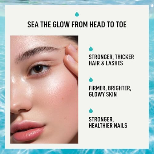 Bioavailable Liquid Marine Collagen Peptides Drink- Hyaluronic Acid & VIT C - Reduces Wrinkles - Thick Hair, Lashes, Brows, Nails - No Gluten, Dairy, Nut, Soy - Unflavored Sweet, 16.9 oz