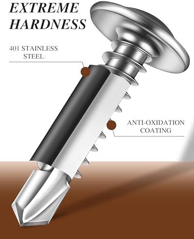 100PCS #8 x 5/8" Sheet Metal Screws, Self Tapping Screws for Metal, 410 Stainless Steel Modified Truss Head Fast Self-Drilling Metal Screw with Drill Bit
