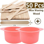 2-pack Silicone Wax Warmer Liner, Silicone Wax Bowl for Wax Warmer, Non-Stick Wax Melt Warmer Wax Pot Replacement, Reusable Wax Melt Liner with 50 Pcs Wax Spatula Sticks for Hair Removal pink