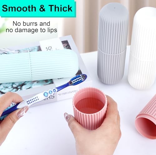 UCEC Travel Toothbrush Case, Toothbrush Holder Travel, Toothbrush Case for Traveling, Camping, Home, School, Business, Bathroom, 7.7" x 2.36" x 2.36" for Soft Toothbrush Up To 7.4 inch (Green, Pink)