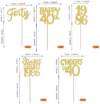 30PCS Straight Outta 1986 Cupcake Toppers Gold Glitter Forty Happy 40th Birthday Cupcake Picks Cheers to 40 Years Cake Decorations for 40th Birthday Anniversary Party Decoration Supplies