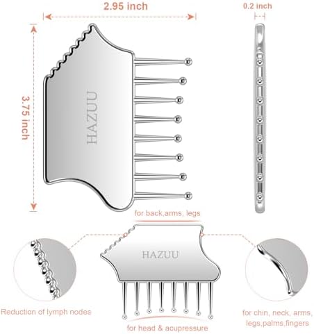Portable Stainless Steel Scalp Massager - Guasha Scraping Tool for Head, Neck, Shoulders, Legs & Arms - Ideal for Soothing Relief (Comb Shape)