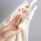 1PC Soft Absorbent Hanging Towel for Kitchen and Bathroom, White