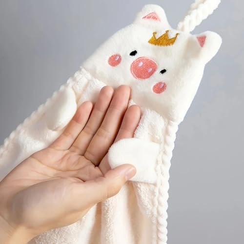 1PC Soft Absorbent Hanging Towel for Kitchen and Bathroom, White