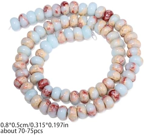 Songxi 5x8mm Natural Blue Shoushan Stone Rondelle Beads, 75PCS Spacer Round Loose Abacus Beads for Jewelry Making, Gemstone for Bracelet Necklace Earrings, Arts and Crafts