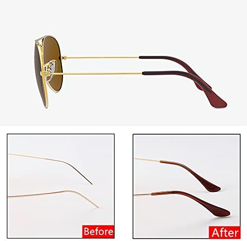 BEHLINE Sunglass Temple Tips,Replacement Ear Sock Glasses End Tips/Eye Tips Retainer,Eyeglasses Piece Tube Sleeve Anti-slip for Aviator Sunglass Eye Glasses Frames/Thin Metal Eyewear Frame(Brown)