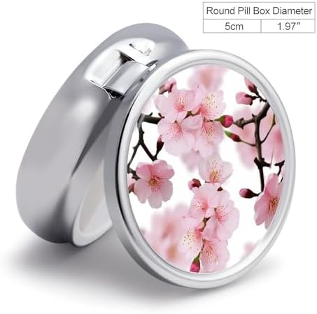 Pill Box Pill Case for Woman Weekly Pill Organizer with 3 Compartments Cherry Japanese Cherry Blossom Small Pillbox Pill Container Portable Vitamin Holder Boxes for Travel Medicine Organizer