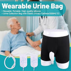 Wearable Urine Bag Incontinence Pants for Men, Reusable Portable Urine Collection Bag with Urinary Catheter, Leak Proof Leg Pee Bag with Elastic Waistband for Men Elderly Bedridden, Black (M)