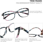 VisionGlobal Blue Light Blocking Glasses for Women, Computer Reading, TV Glasses, Stylish Square Frame(+3.50 Magnification)