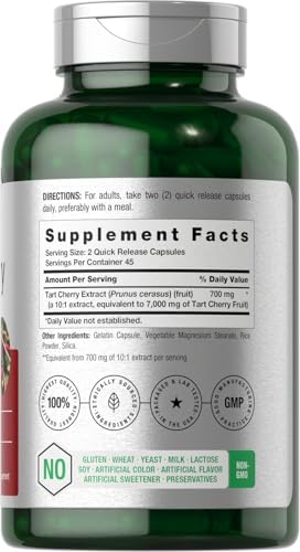 Horbäach Tart Cherry Capsules | 90 Pills | Herb Extract Supplement | Non-GMO and Gluten Free Formula
