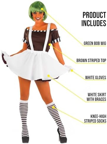 fun shack Womens Chocolate Factory Costume, Book Character Costumes for Adults, Womens Halloween Costumes