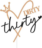 Glitter Dirty Thirty Cake Topper - Happy 30th Birthday Cake Decors - Funny 30th Anniversary - 30 Years Old Party Decorations Supplies (Rose Gold and Black)