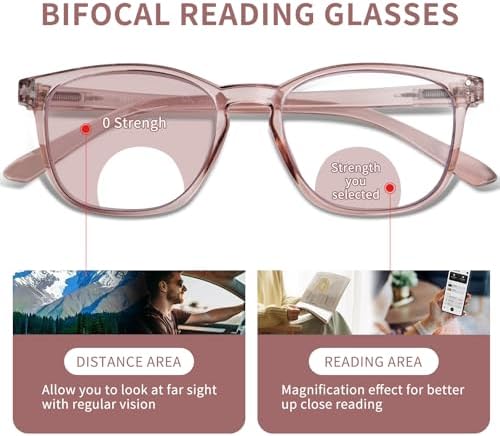 Bifocal Reading Glasses for Women Blue Light Blocking Clear Top Bifocal Computer Readers with Spring Hinges
