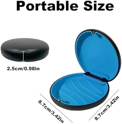 2PCS Retainer Case Compatible with Invisalign,Cute Slim Aligner Case,Customized Magnetic Closure Orthodontic Retainer Cases (2 Pack Black + Blue Silicone)