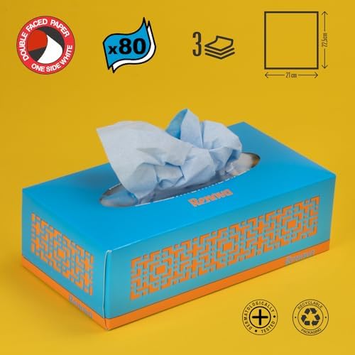 Renova Red Label Blue Facial Tissues - 80 Tissues - [Pack of 8]