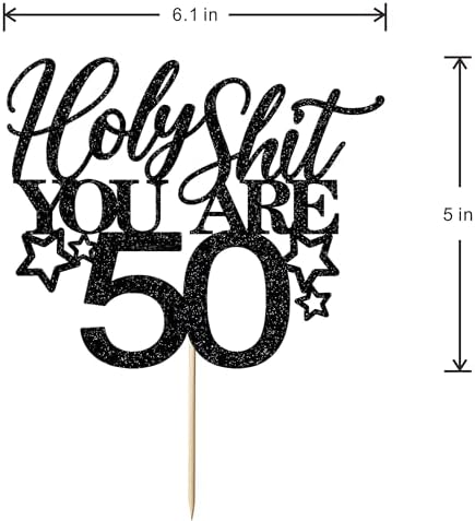 Happy 50th Bithday Cake Topper, You're 50 Birthday Cake decoration，Funny 50th Birthday Decorations for Men Women Black Glitter Cake decoration