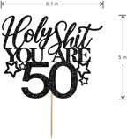 Happy 50th Bithday Cake Topper, You're 50 Birthday Cake decoration，Funny 50th Birthday Decorations for Men Women Black Glitter Cake decoration