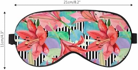 Red Lily Flower Sleep Eye Mask Watercolor Floral Botanical Flower Aquarelle Wildflower Men Women Sleep Mask with Adjustable Strap Eye Cover Eye Shade for Travel, Nap,Meditation