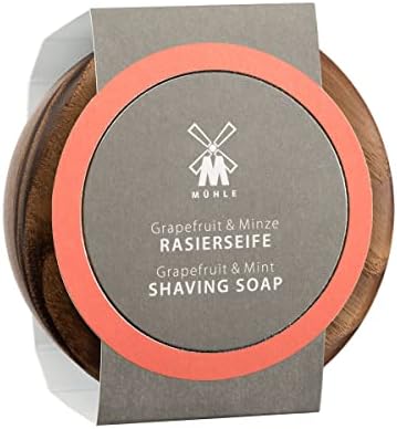 MÜHLE Wooden Bowl With Grapefruit & Mint Shaving Soap, 65 Grams – Shave Soap for Men, Rich & Light Soap Formula, Nurturing Solid Shave Soap Lather, Cooling Effect On Skin