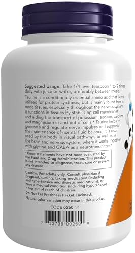 NOW Foods Supplements, Taurine Pure Powder, Nervous System Health*, Amino Acid, 8-Ounce