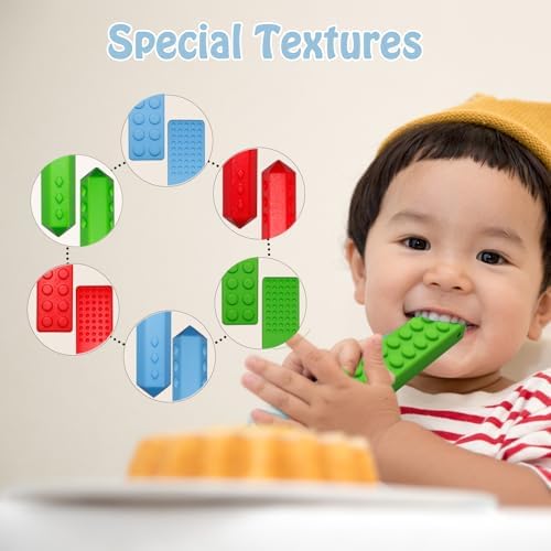 Chew Necklaces for Sensory Kids, 6 Pack Chewy Necklaces for Autism and ADHD, Silicone Pendants Chewies for Baby Teething, Chewing Necklaces for Toddler Boys and Girls