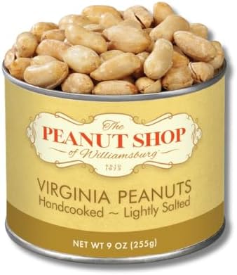 The Peanut Shop Handcooked Lightly Salted Virginia Peanuts - Gift Pack of 2, 9 oz. Tins by Lyza's Sweets & Treats