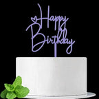 JIEEIN Happy Birthday Cake Topper for Birthday Party Decoration - Purple Acrylic
