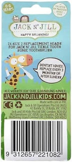 Jack N' Jill Tickle Tooth Sonic Electric Toothbrush Replacement Heads - Gentle Cleaning, Made for Tiny Teeth, LED Inspection Light, Extra Soft Bristles, for Babies & Kids - (1 Pack - Set of 2)