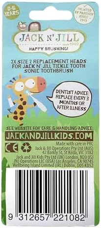 Jack N' Jill Tickle Tooth Sonic Electric Toothbrush Replacement Heads - Gentle Cleaning, Made for Tiny Teeth, LED Inspection Light, Extra Soft Bristles, for Babies & Kids - (1 Pack - Set of 2)