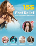Nasal Irrigation System with 40 Saline Packets, 15s Quick Relief, Nettie Pot Sinus Rinse with 4 Speeds, 1000mah USB-C Charging, 6 Nozzles for Kid Adult, IPX7 Waterproof, Congestion Pressure Relief