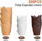200pcs Tulip Cupcake Liners, Premium Muffin Liners Holders for Baking Cups, Greaseproof Cupcake Wrappers in Standard Size, Classic Parchment Paper Cupcakes Liner for Party, Christmas by JIRNGLA
