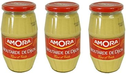 Amora Moutarde de Dijon Fine et Forte - Fine French Strong Dijon Mustard | Made in France | 440 Grams (15.5 Ounce) Glass Jar, 3-Pack