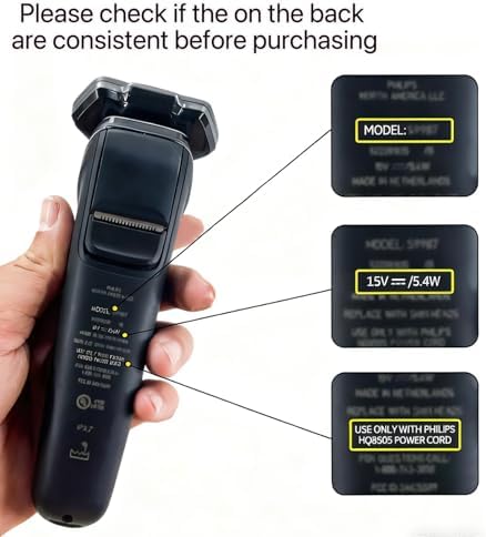 15V Charger Fit for Philips Norelco HQ8505 9000 7000 6000 5000 Series, Multigroom MG5750 MG7735 MG7770 MG9740 QP6530 QP6650 QP6510 Shaver Trimmer Power Cord