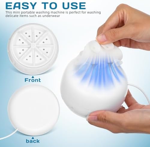 ULTECHNOVO Portable Turbine Washing Machine with Ultrasonic Cleaning, Mini Fully Automatic Washer for Underwear, Socks & Baby Clothes, USB Powered Travel Laundry Washer for RV, Apartment & Dorm