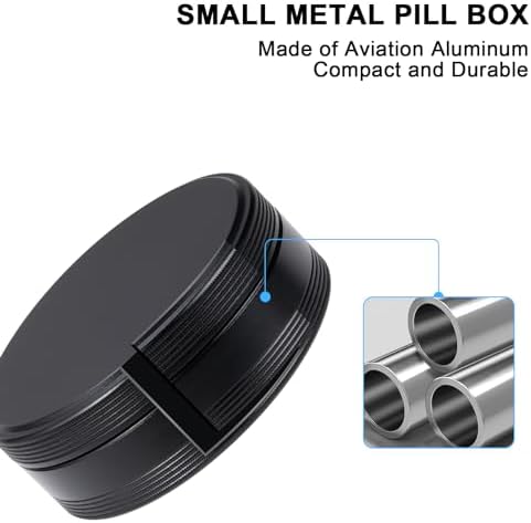 Pill Box 3 Compartment - Metal Travel Pill Case for Pocket or Purse, Portable Waterproof Medicine Pill Organizer Holder Daily Pill Container for Medication, Vitamin, Fish Oil