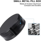 Pill Box 2 Compartment Pill Case - Portable Metal Travel Pill Container for Pocket or Purse, Waterproof Pill Organizer Holder for Medicine Vitamin Fish Oil and Supplements